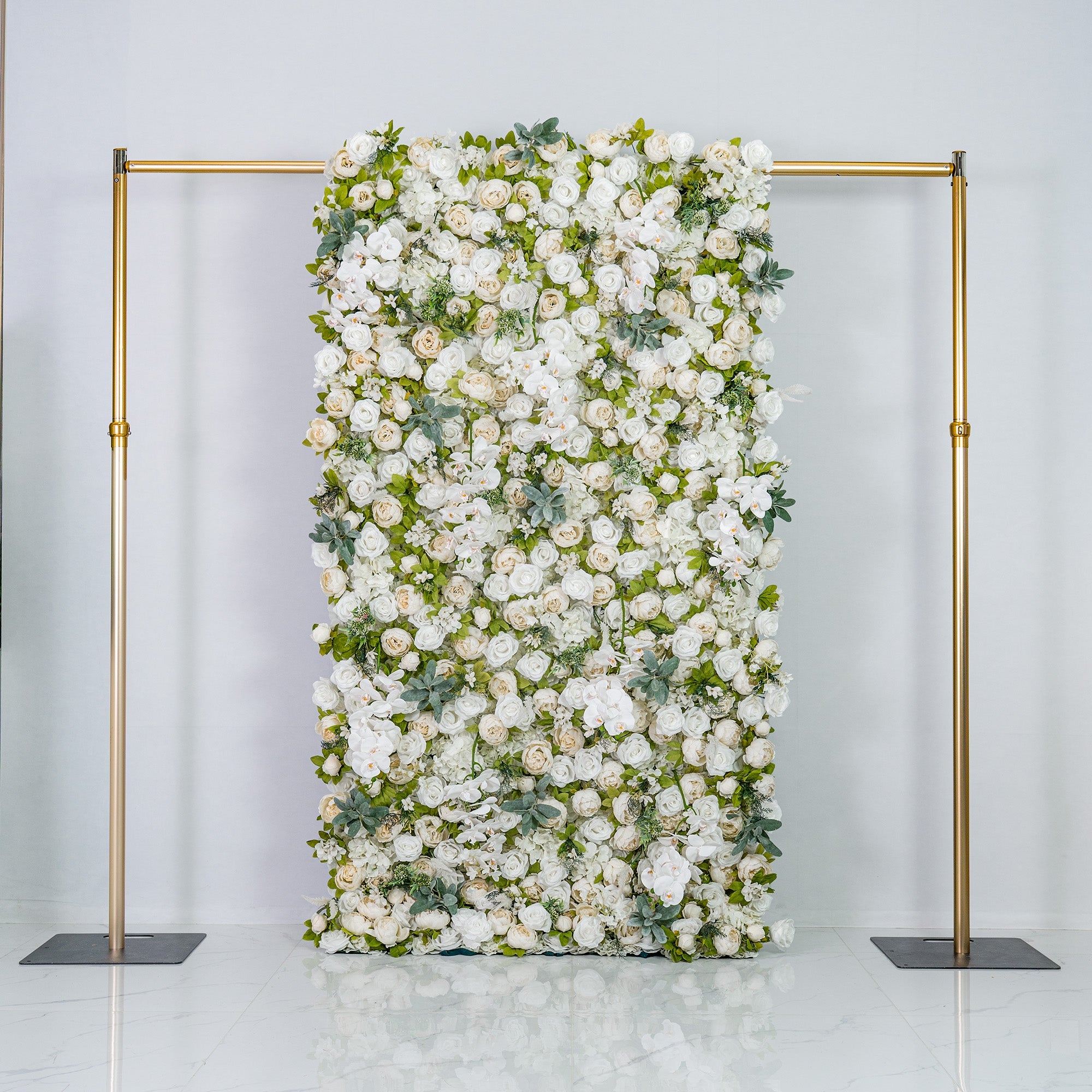 Roll Up Fabric Gorgeous Artificial Flower Wall - The White & Green  Epitome of Wedding and Event Decoration-VF-801