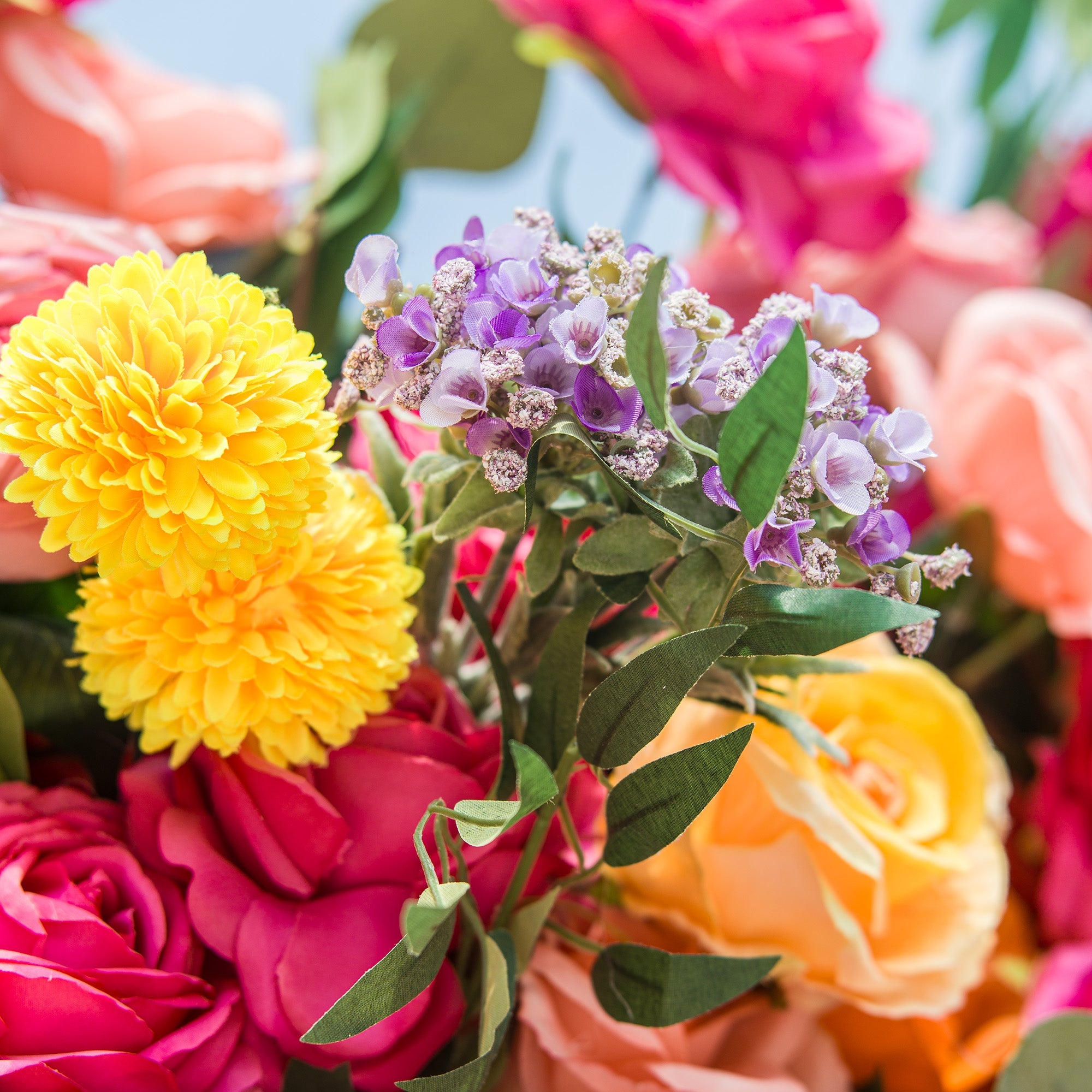 Vibrant Multicolored Artificial Flower Wall - The Epitome of Bold and Festive Style for Weddings and Events-VF-806