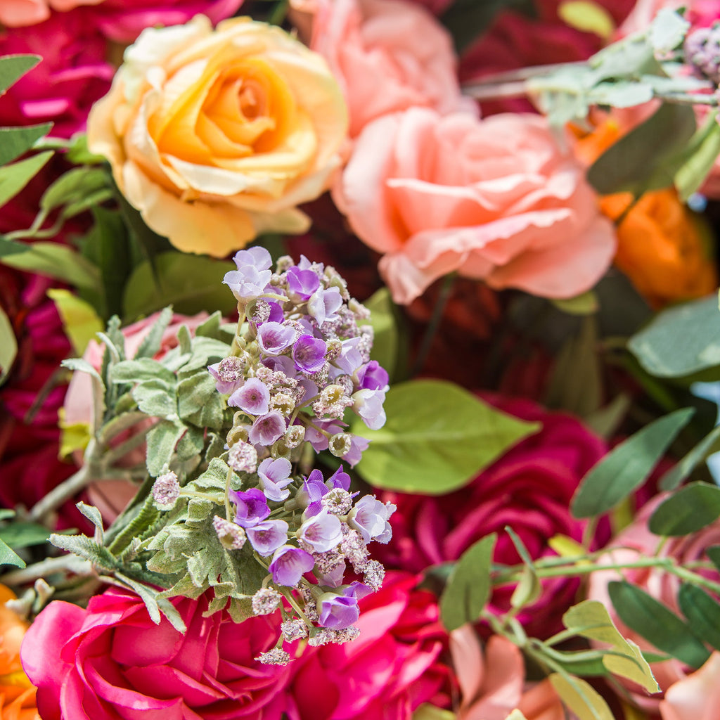 Vibrant Multicolored Artificial Flower Wall - The Epitome of Bold and Festive Style for Weddings and Events-VF-806