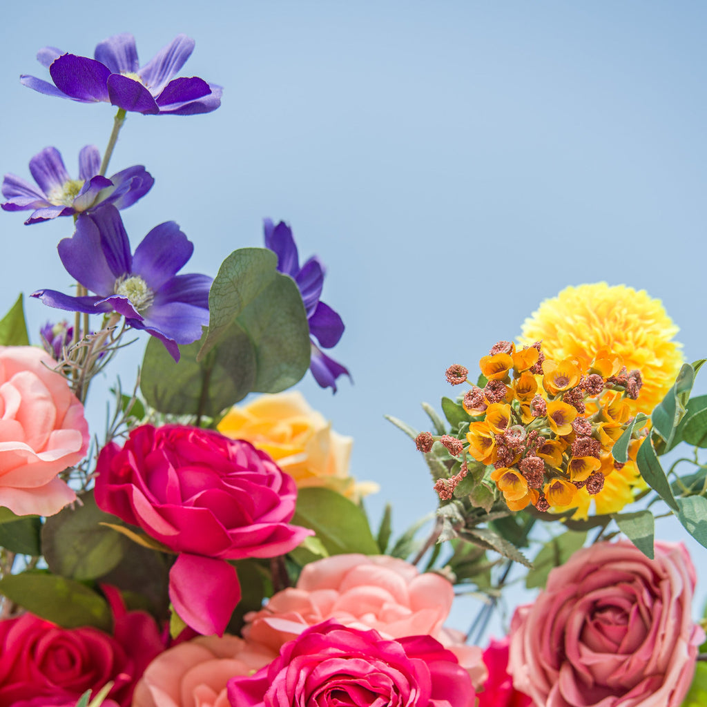 Vibrant Multicolored Artificial Flower Wall - The Epitome of Bold and Festive Style for Weddings and Events-VF-806