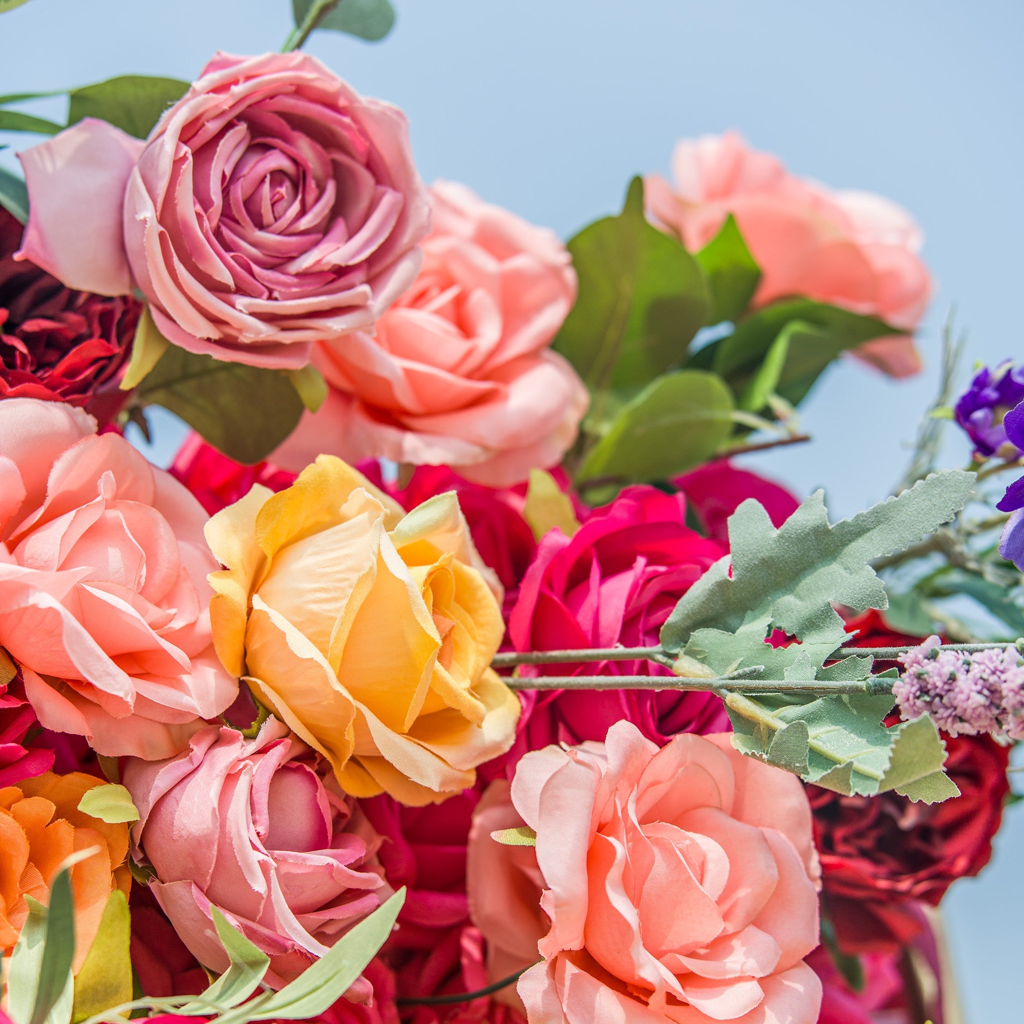 Vibrant Multicolored Artificial Flower Wall - The Epitome of Bold and Festive Style for Weddings and Events-VF-806