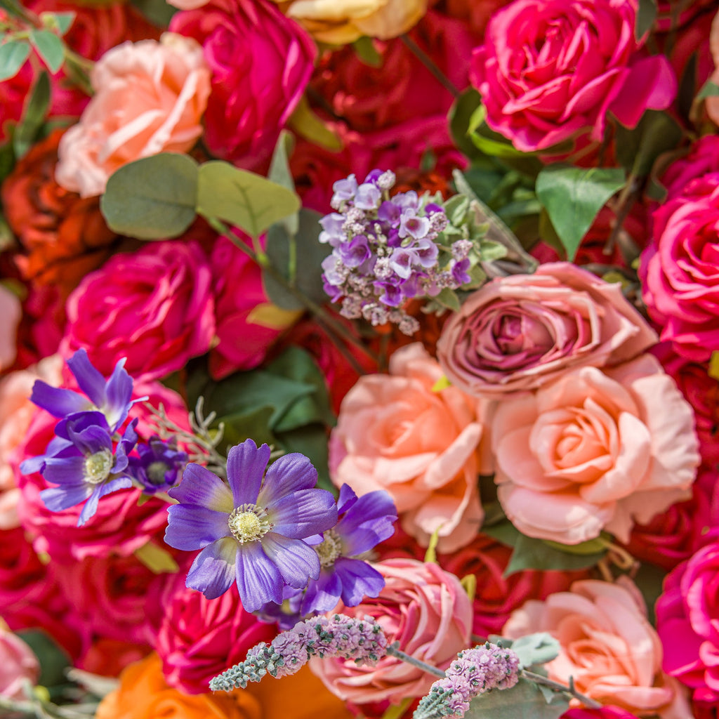 Vibrant Multicolored Artificial Flower Wall - The Epitome of Bold and Festive Style for Weddings and Events-VF-806