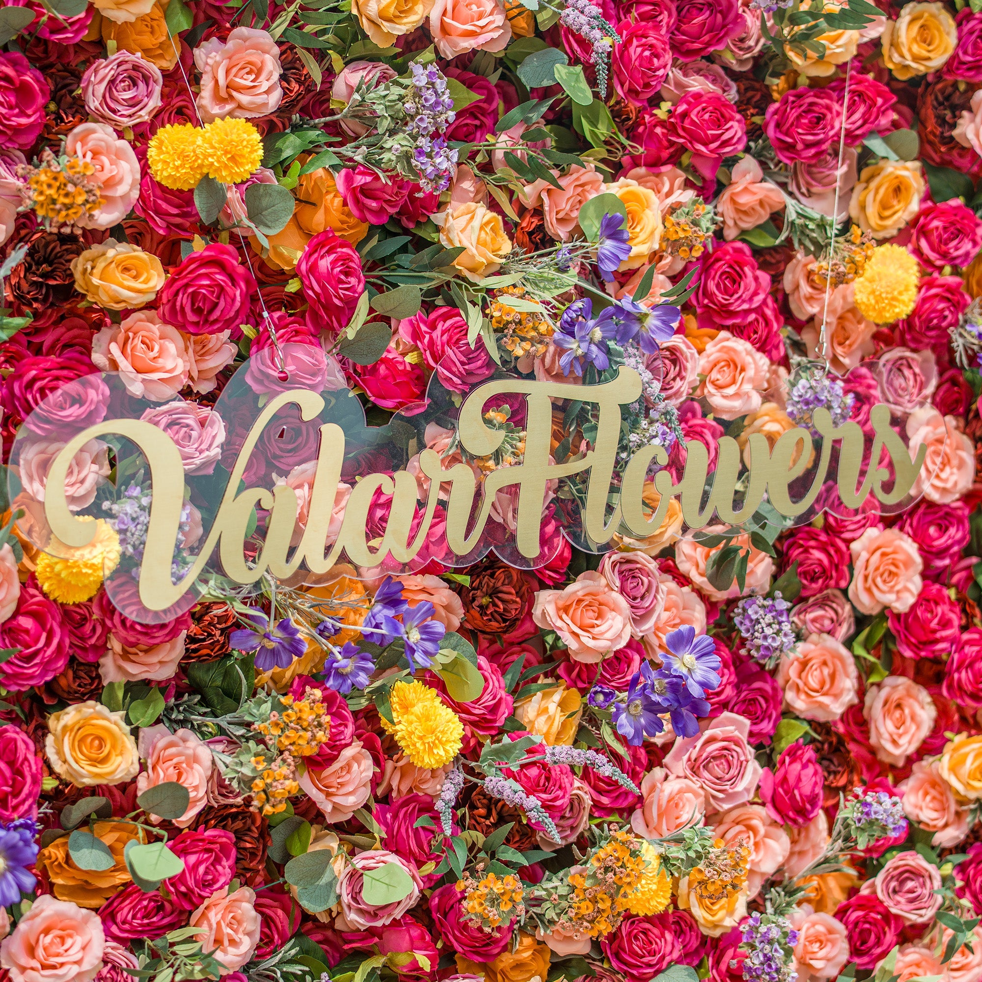 Vibrant Multicolored Artificial Flower Wall - The Epitome of Bold and Festive Style for Weddings and Events-VF-806