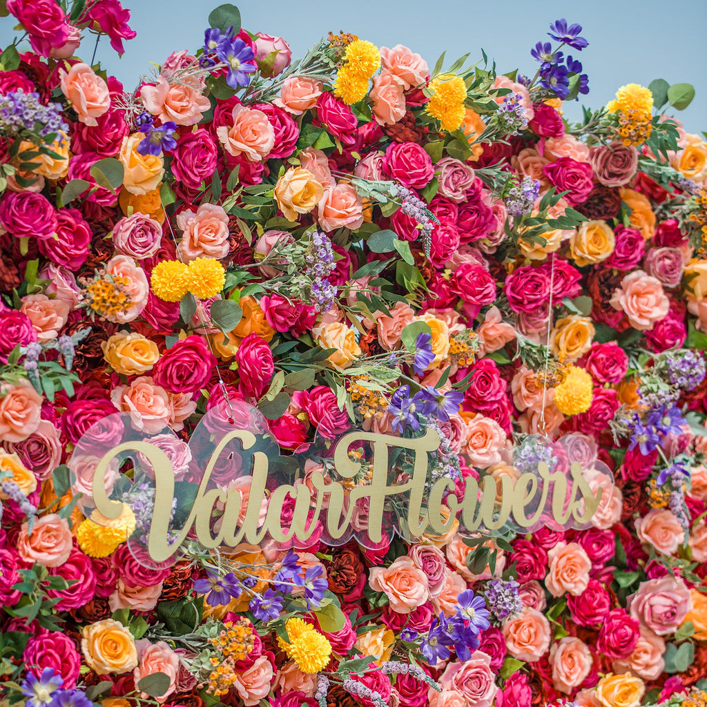 Vibrant Multicolored Artificial Flower Wall - The Epitome of Bold and Festive Style for Weddings and Events-VF-806