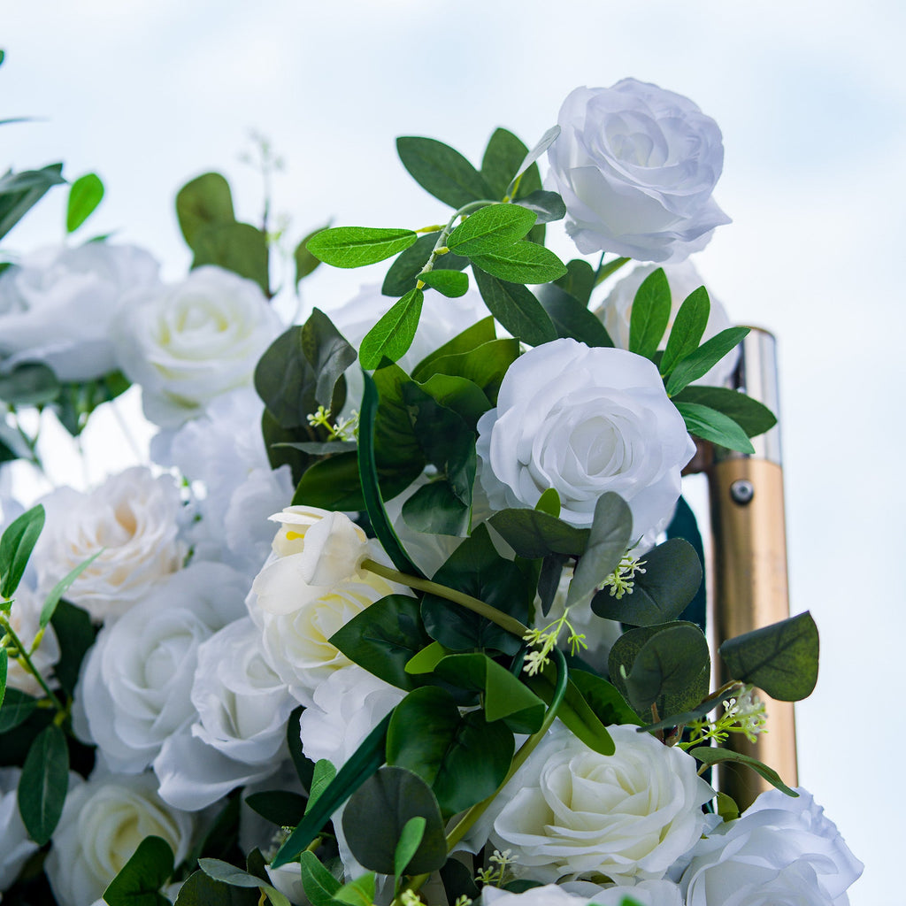 Exquisite White & Green Artificial Flower Wall - The Epitome of Elegance for Wedding and Event Decor-VF-803