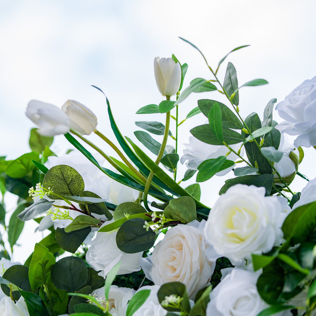 Exquisite White & Green Artificial Flower Wall - The Epitome of Elegance for Wedding and Event Decor-VF-803