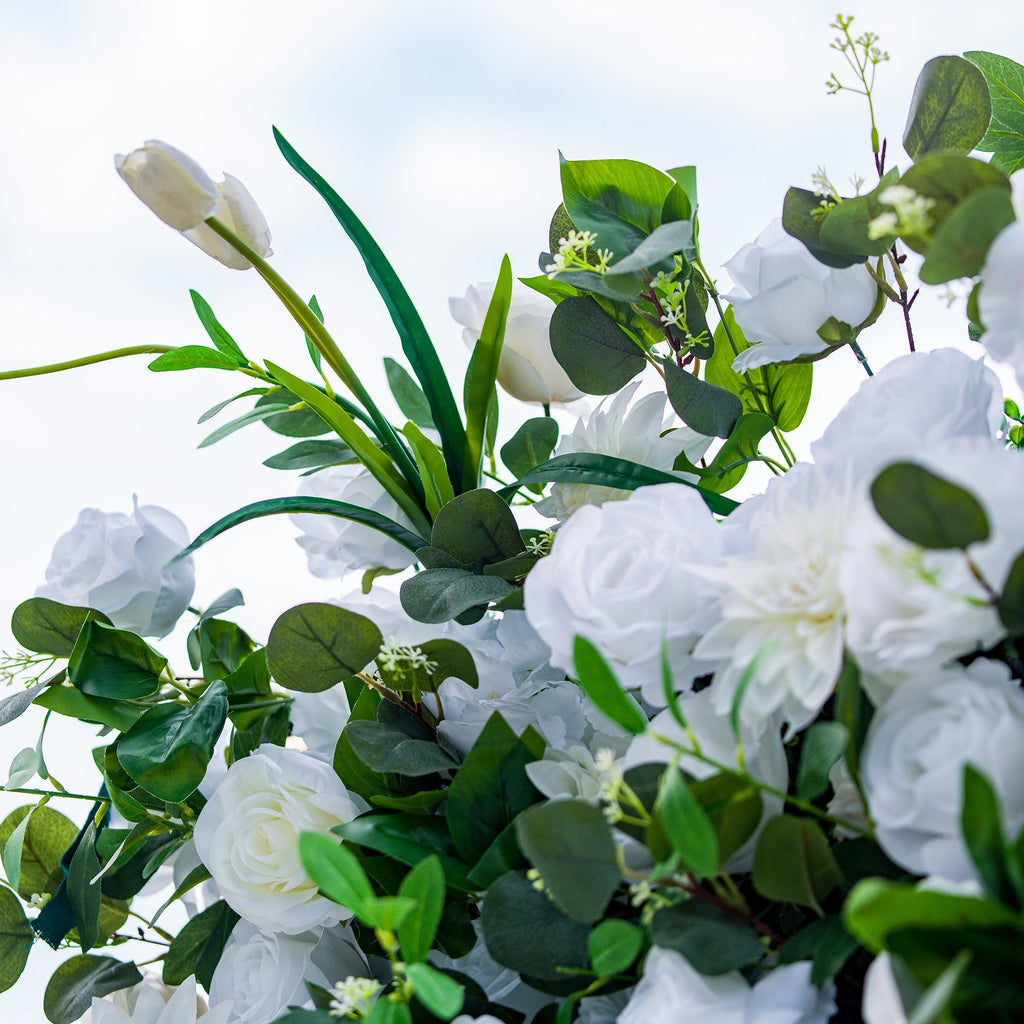 Exquisite White & Green Artificial Flower Wall - The Epitome of Elegance for Wedding and Event Decor-VF-803