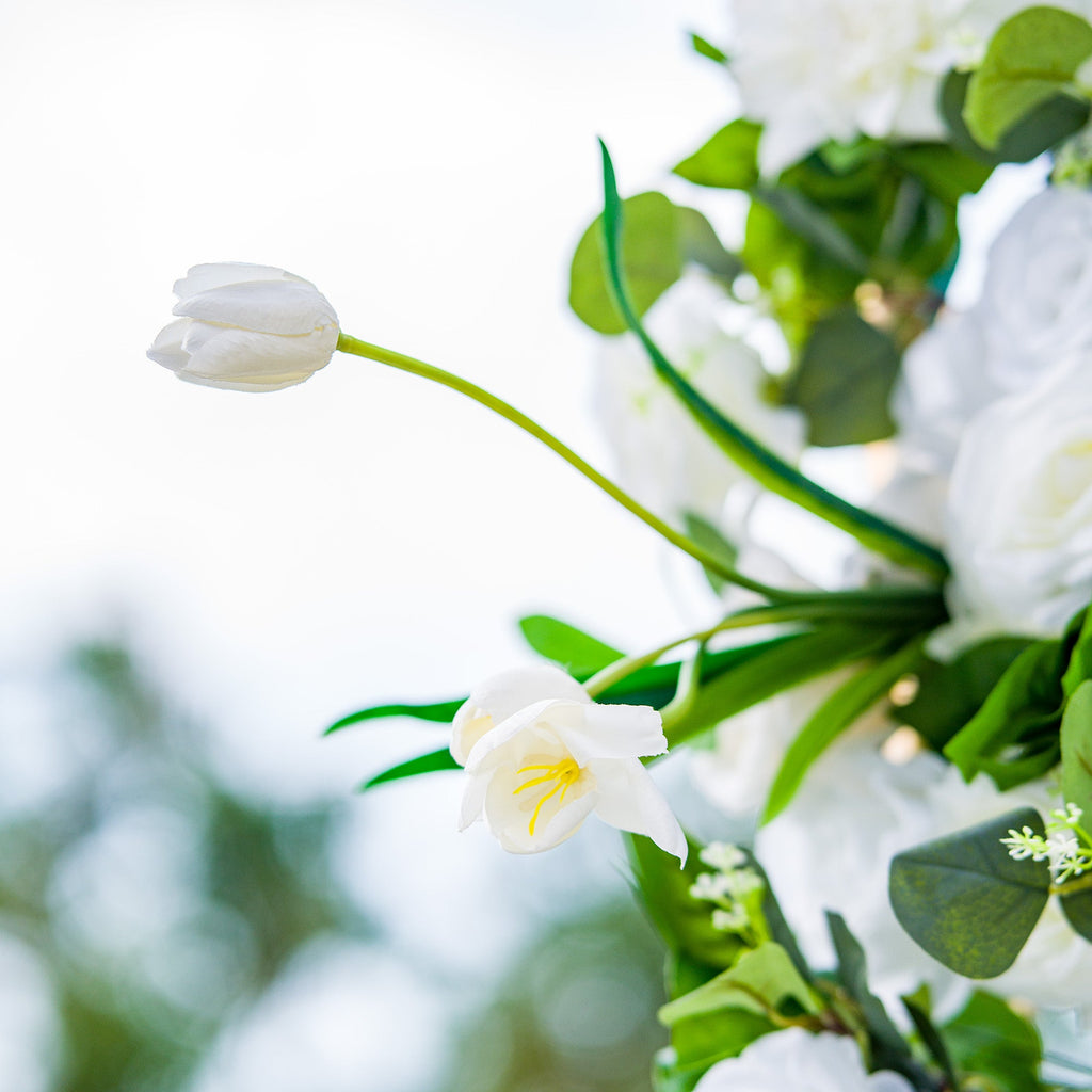 Exquisite White & Green Artificial Flower Wall - The Epitome of Elegance for Wedding and Event Decor-VF-803