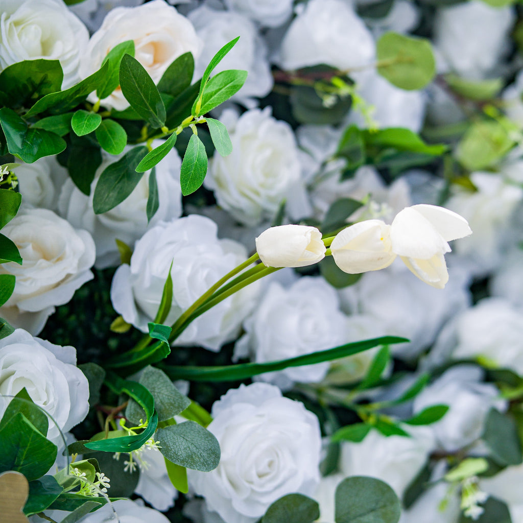 Exquisite White & Green Artificial Flower Wall - The Epitome of Elegance for Wedding and Event Decor-VF-803