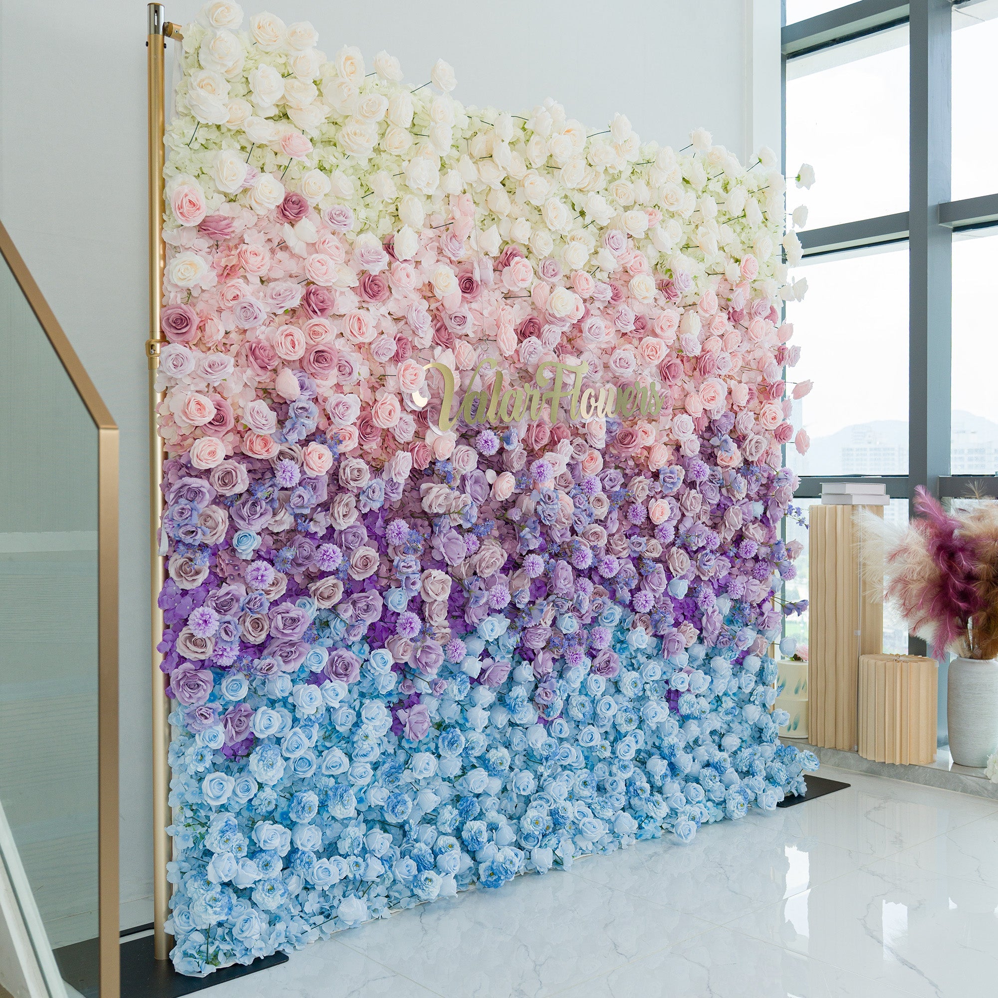 5D ValarFlowers Ombre Rainbow Artificial Flower Backdrop: A Breathtaking Floral Masterpiece for Events-VF-828-2