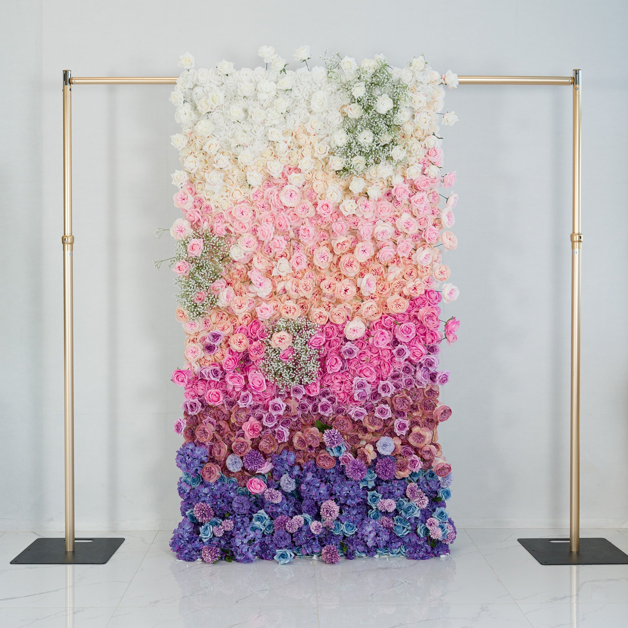 ValarFlowers Green White Pink Artificial Flower Wall Backdrop for Wedding & Event Decor VF-340