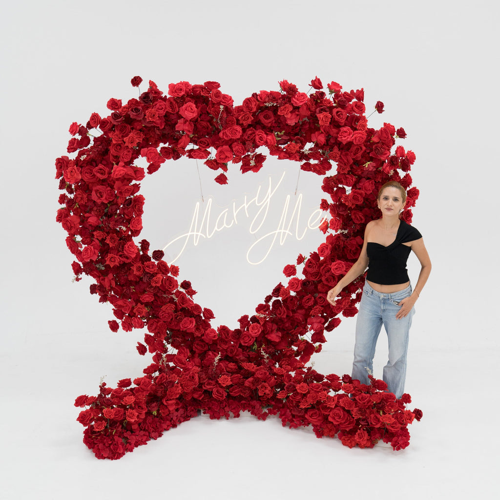 ValarFlowers Red Rose Heart - Shaped Floral Backdrop: A Romantic Proposal & Event Centerpiece-HA-405