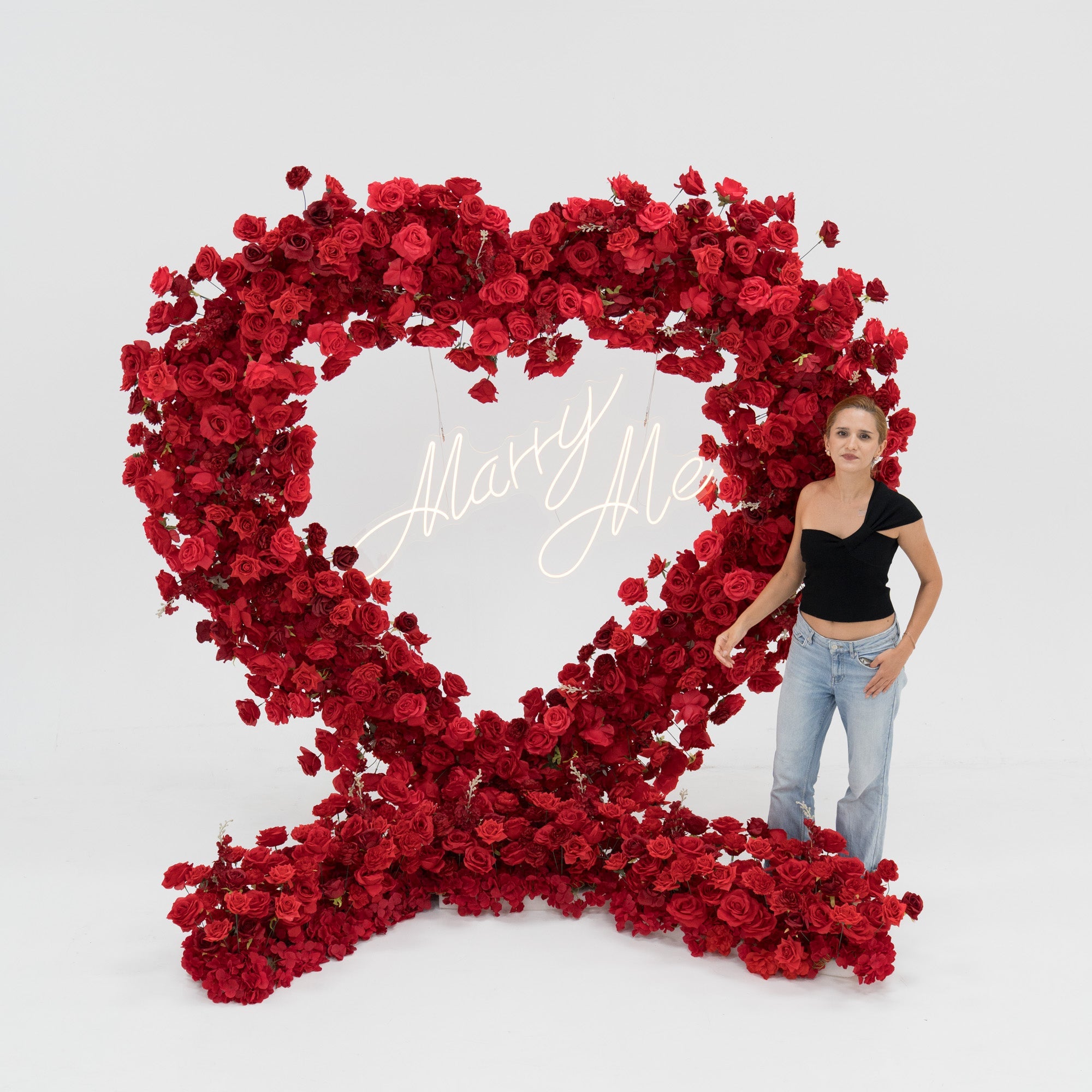 ValarFlowers Red Rose Heart - Shaped Floral Backdrop: A Romantic Proposal & Event Centerpiece-HA-405