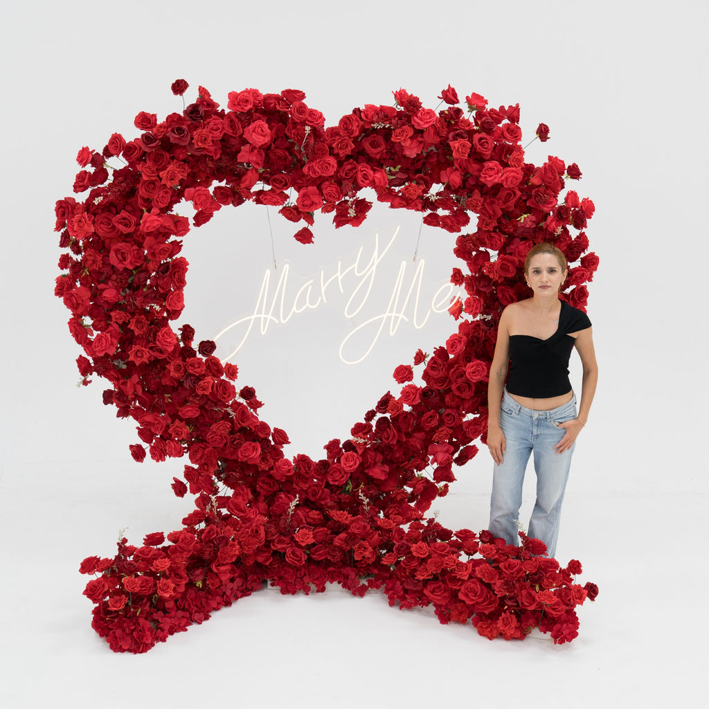 ValarFlowers Red Rose Heart - Shaped Floral Backdrop: A Romantic Proposal & Event Centerpiece-HA-405