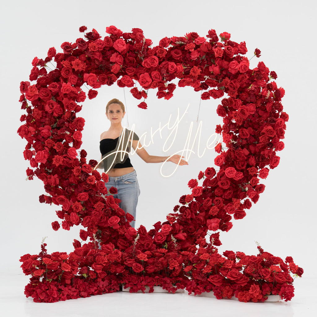 ValarFlowers Red Rose Heart - Shaped Floral Backdrop: A Romantic Proposal & Event Centerpiece-HA-405
