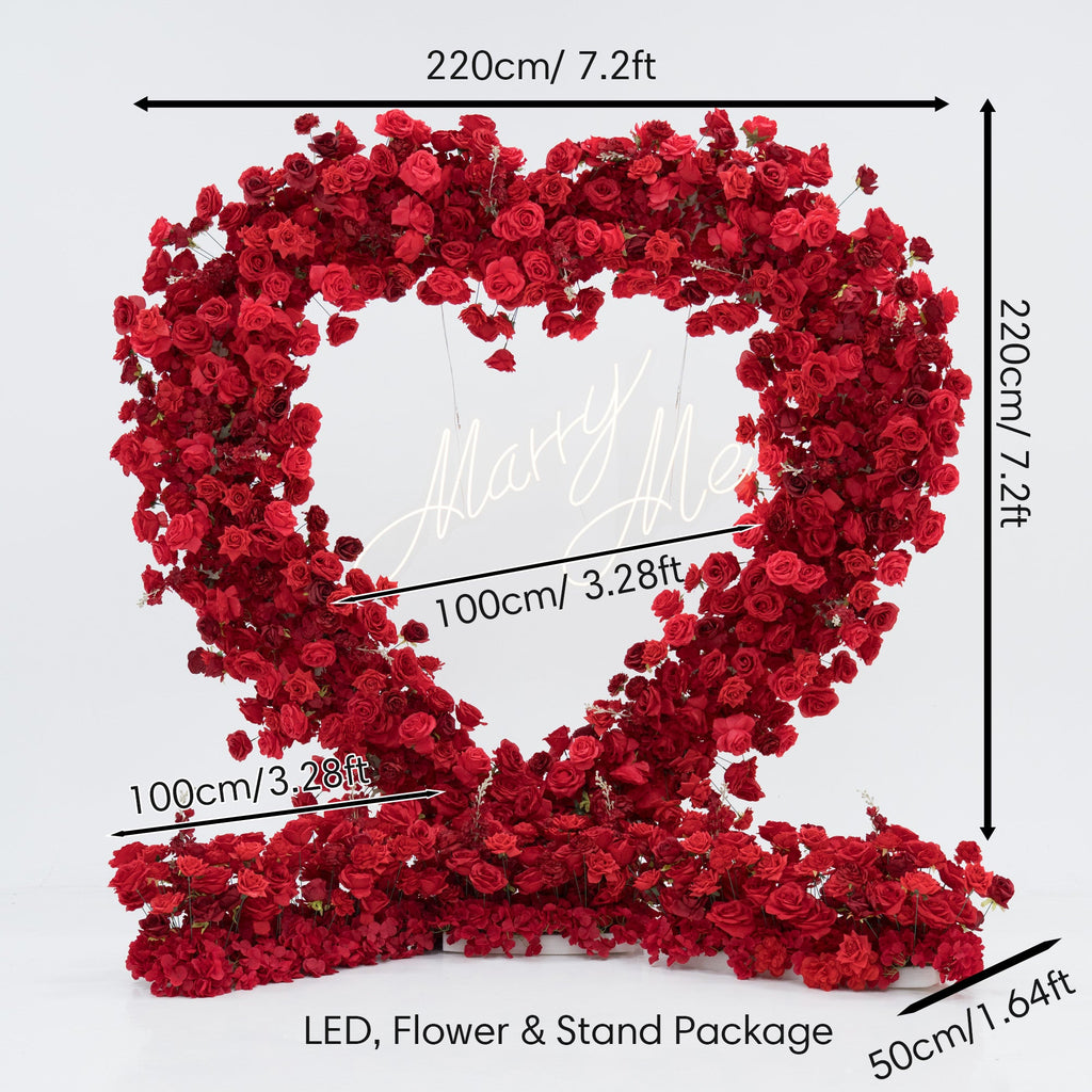 ValarFlowers Red Rose Heart - Shaped Floral Backdrop: A Romantic Proposal & Event Centerpiece-HA-405