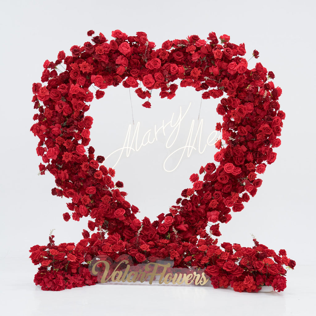 ValarFlowers Red Rose Heart - Shaped Floral Backdrop: A Romantic Proposal & Event Centerpiece-HA-405