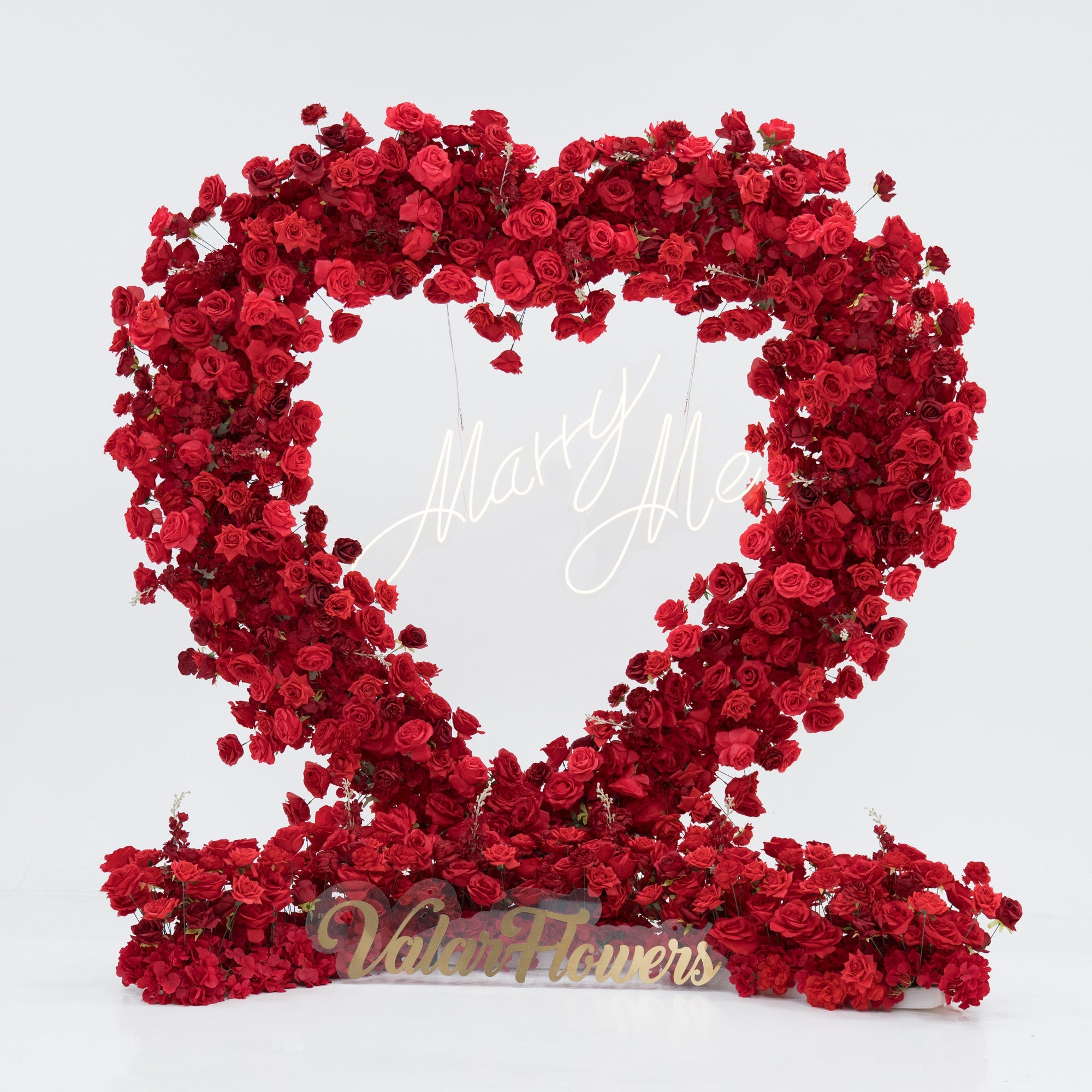 ValarFlowers Red Rose Heart - Shaped Floral Backdrop: A Romantic Proposal & Event Centerpiece-HA-405
