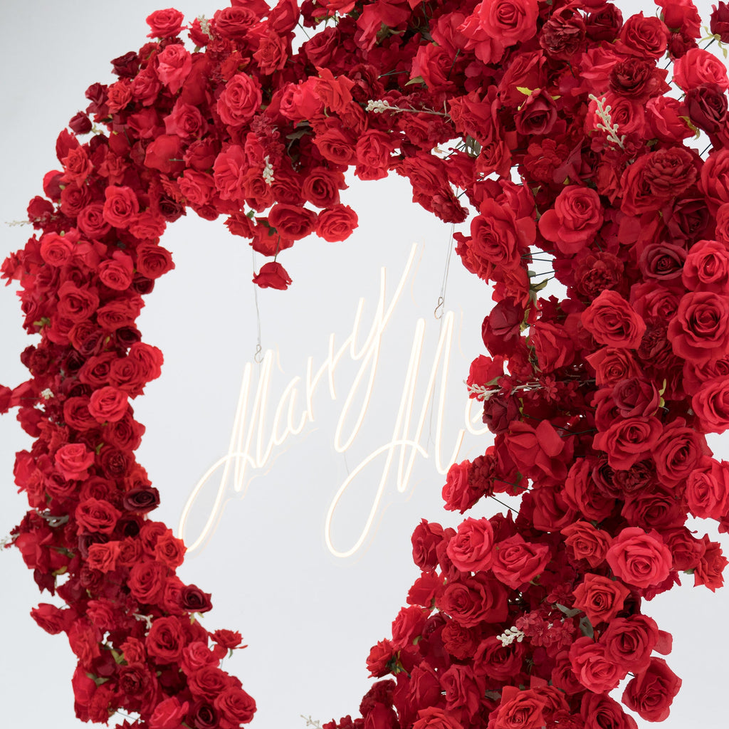 ValarFlowers Red Rose Heart - Shaped Floral Backdrop: A Romantic Proposal & Event Centerpiece-HA-405