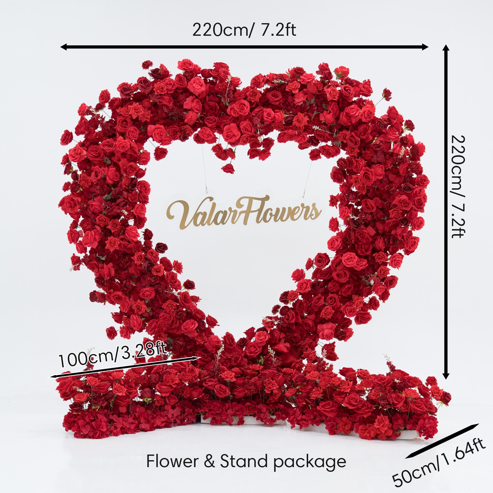 ValarFlowers Red Rose Heart - Shaped Floral Backdrop: A Romantic Proposal & Event Centerpiece-HA-405