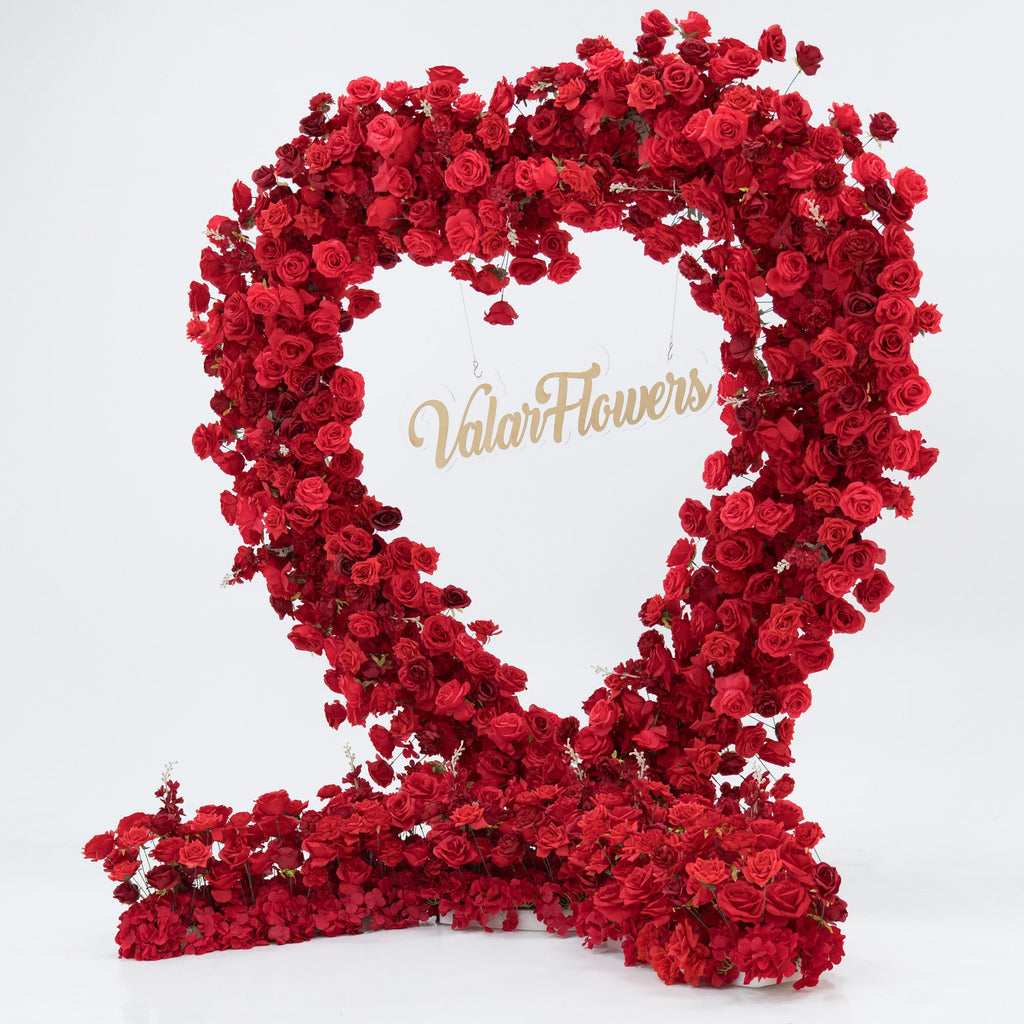 ValarFlowers Red Rose Heart - Shaped Floral Backdrop: A Romantic Proposal & Event Centerpiece-HA-405