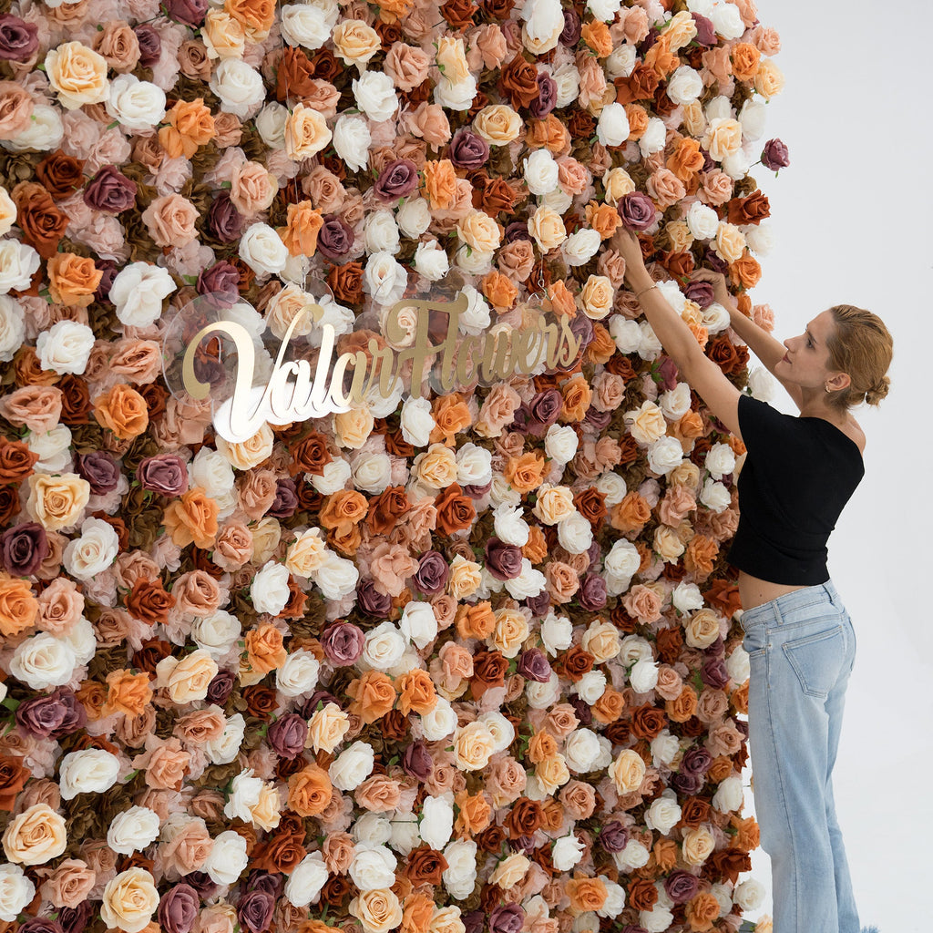 ValarFlowers 3D Autumn - Toned Floral Wall Backdrop: Warm & Luxurious Event Centerpiece-VF-580