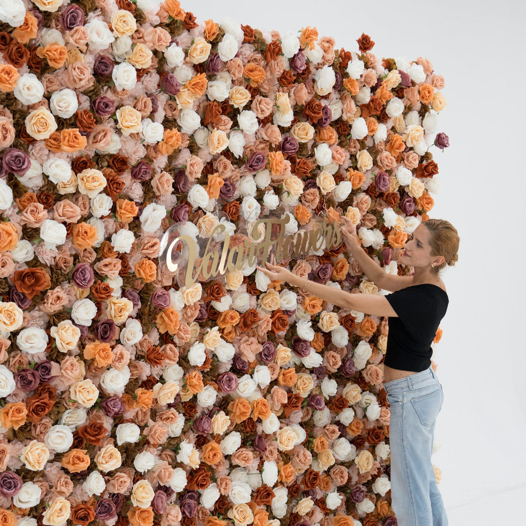 ValarFlowers 3D Autumn - Toned Floral Wall Backdrop: Warm & Luxurious Event Centerpiece-VF-580