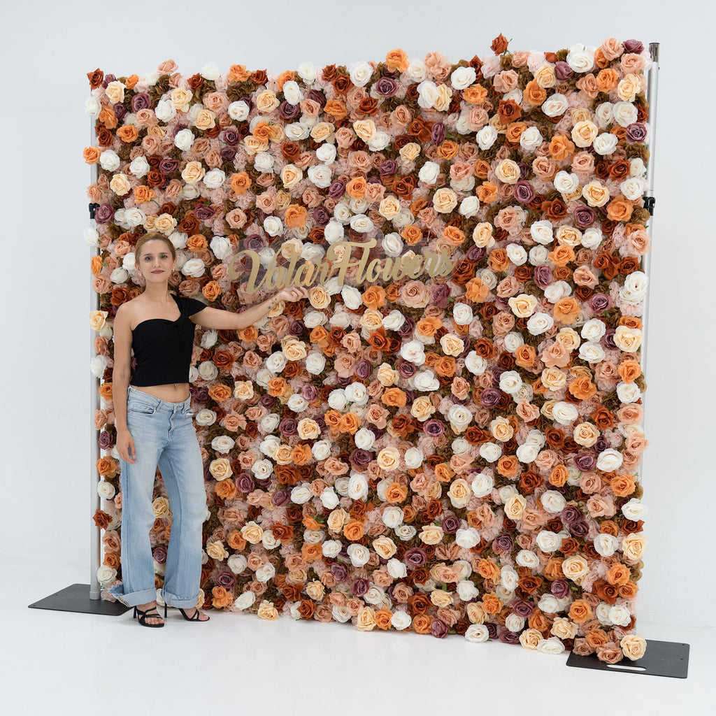 ValarFlowers 3D Autumn - Toned Floral Wall Backdrop: Warm & Luxurious Event Centerpiece-VF-580