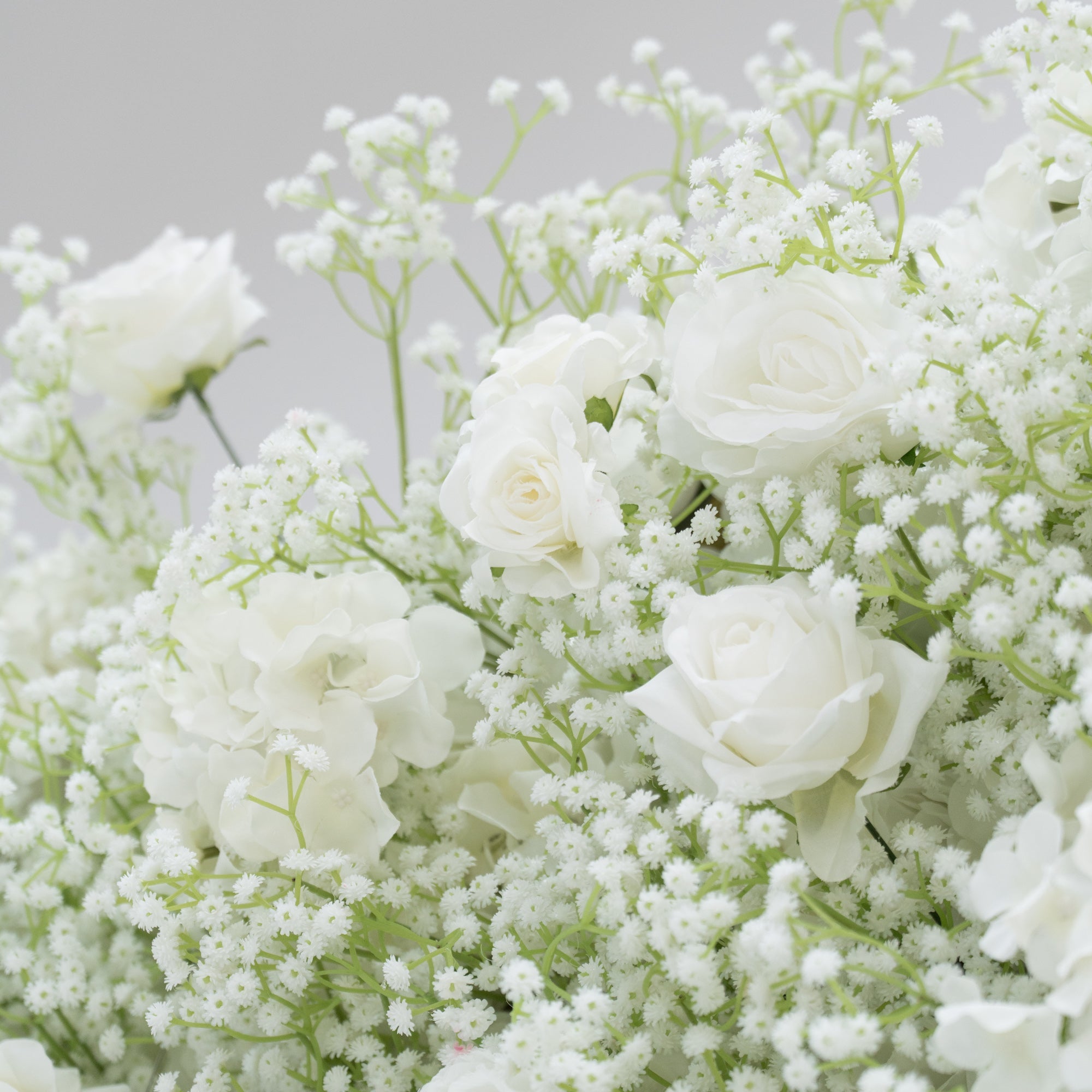 ValarFlowers Artificial Floral Wall Backdrop: Serene Meadows Artificial Floral Wall Backdrop: White Rose & Baby's Breath Edition-VF-268-2
