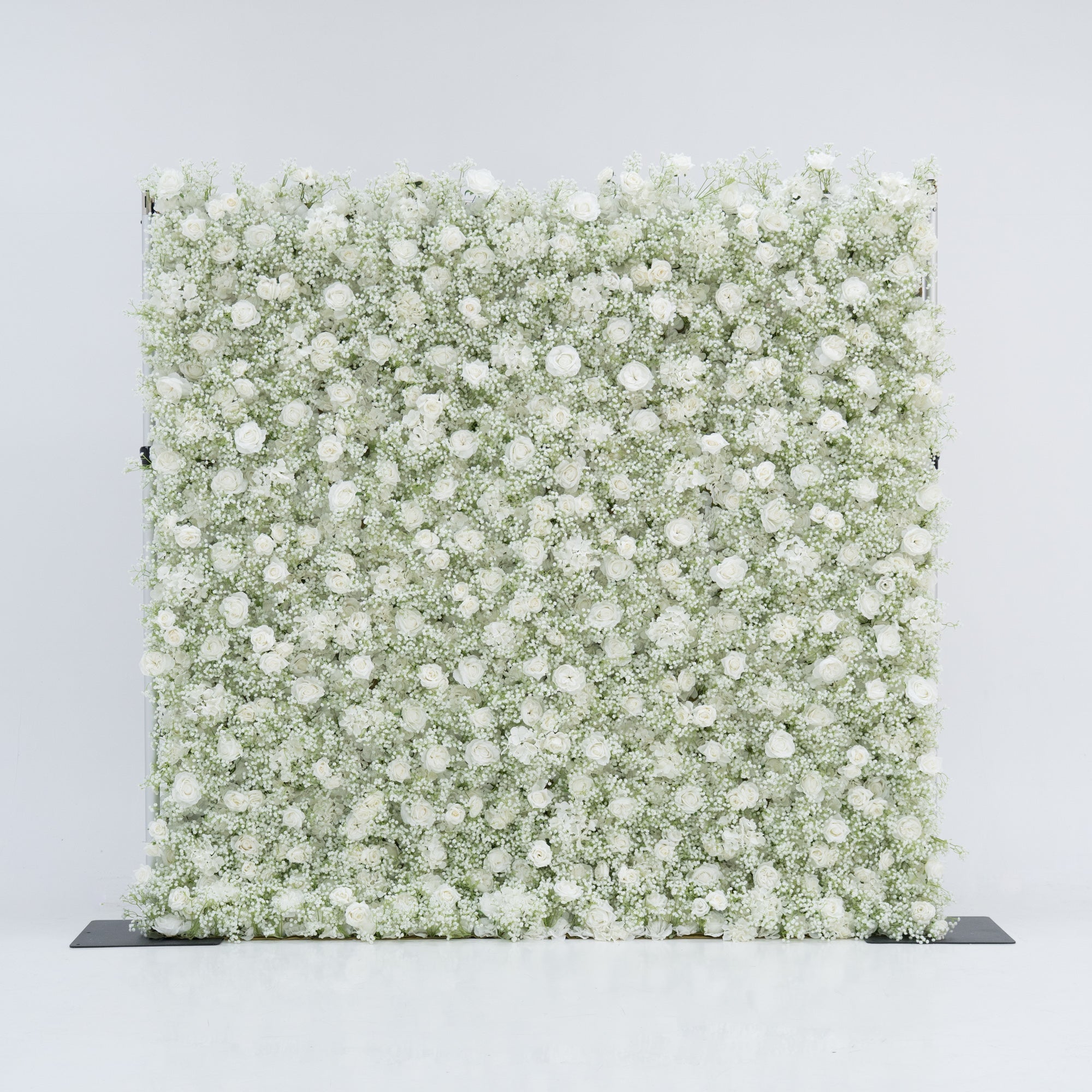 ValarFlowers Artificial Floral Wall Backdrop: Serene Meadows Artificial Floral Wall Backdrop: White Rose & Baby's Breath Edition-VF-268-2