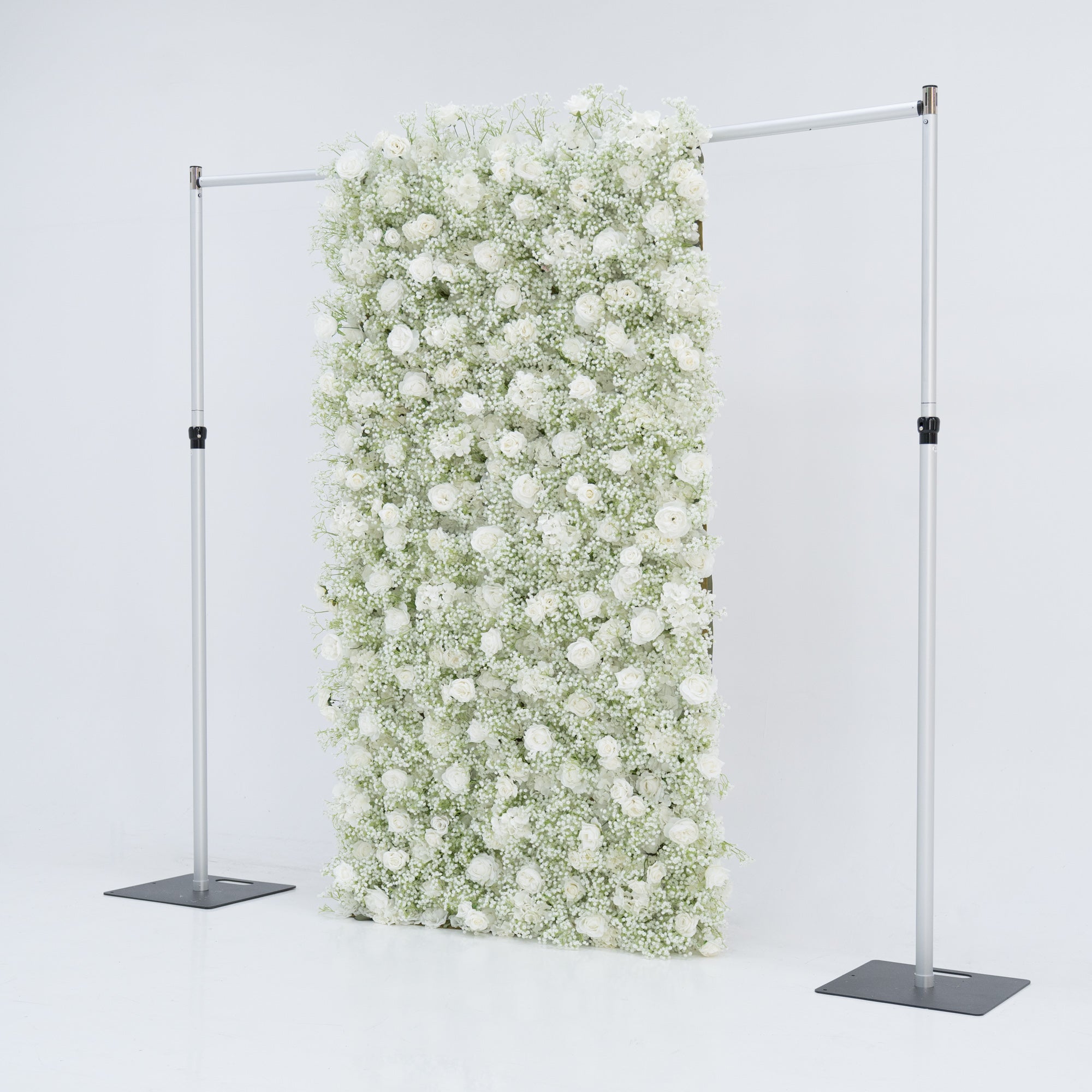 ValarFlowers Artificial Floral Wall Backdrop: Serene Meadows Artificial Floral Wall Backdrop: White Rose & Baby's Breath Edition-VF-268-2