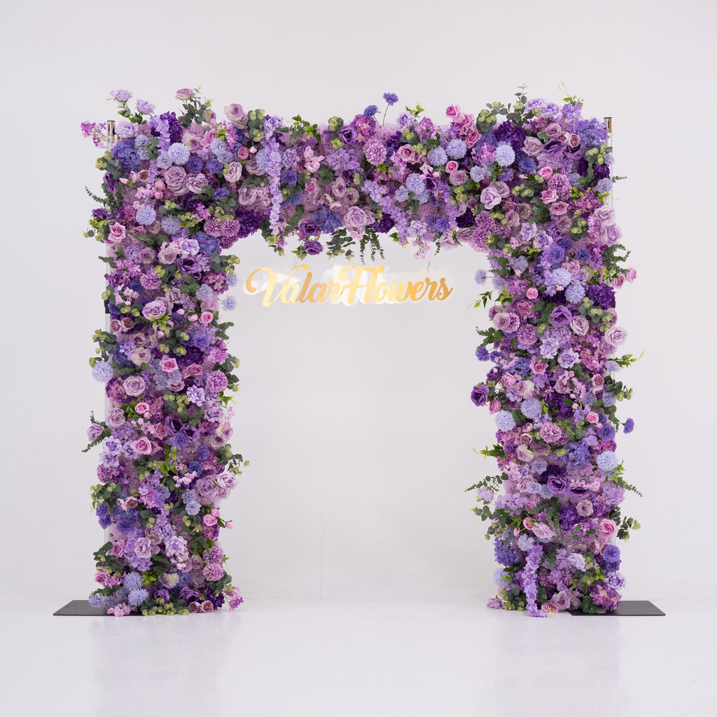 ValarFlowers Presents: Lavender Elegance – A Lavish Display of Purple Blooms in an Artificial Fabric Flower Arch Decor-VF-490-2