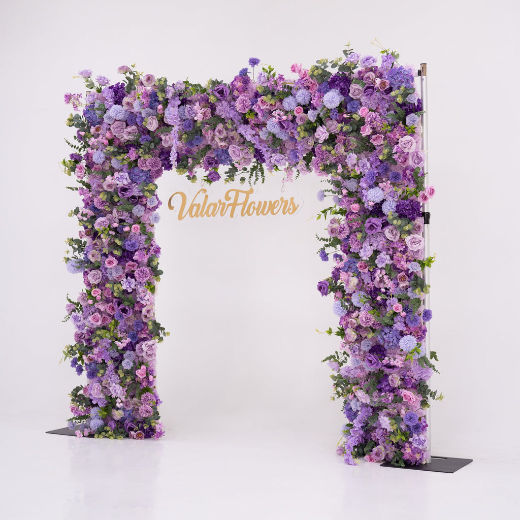 ValarFlowers Presents: Lavender Elegance – A Lavish Display of Purple Blooms in an Artificial Fabric Flower Arch Decor-VF-490-2