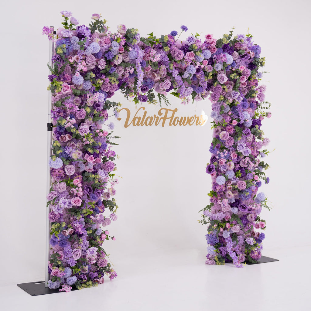 ValarFlowers Presents: Lavender Elegance – A Lavish Display of Purple Blooms in an Artificial Fabric Flower Arch Decor-VF-490-2