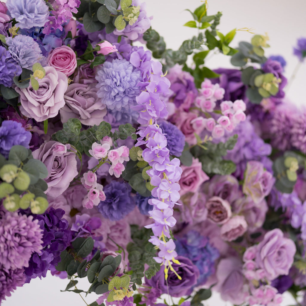 ValarFlowers Presents: Lavender Elegance – A Lavish Display of Purple Blooms in an Artificial Fabric Flower Arch Decor-VF-490-2