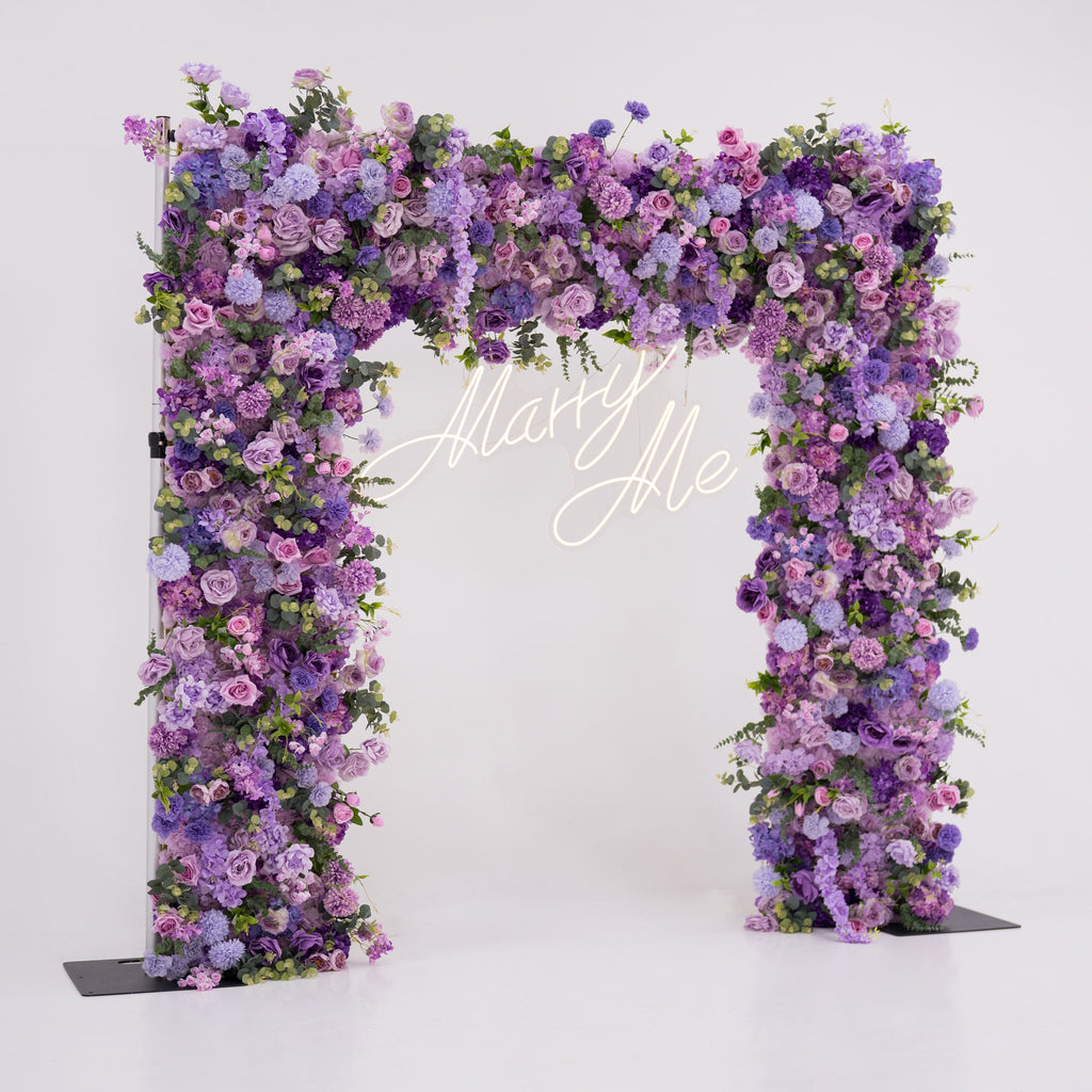 ValarFlowers Presents: Lavender Elegance – A Lavish Display of Purple Blooms in an Artificial Fabric Flower Arch Decor-VF-490-2