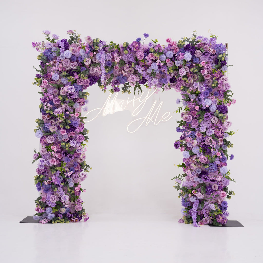 ValarFlowers Presents: Lavender Elegance – A Lavish Display of Purple Blooms in an Artificial Fabric Flower Arch Decor-VF-490-2
