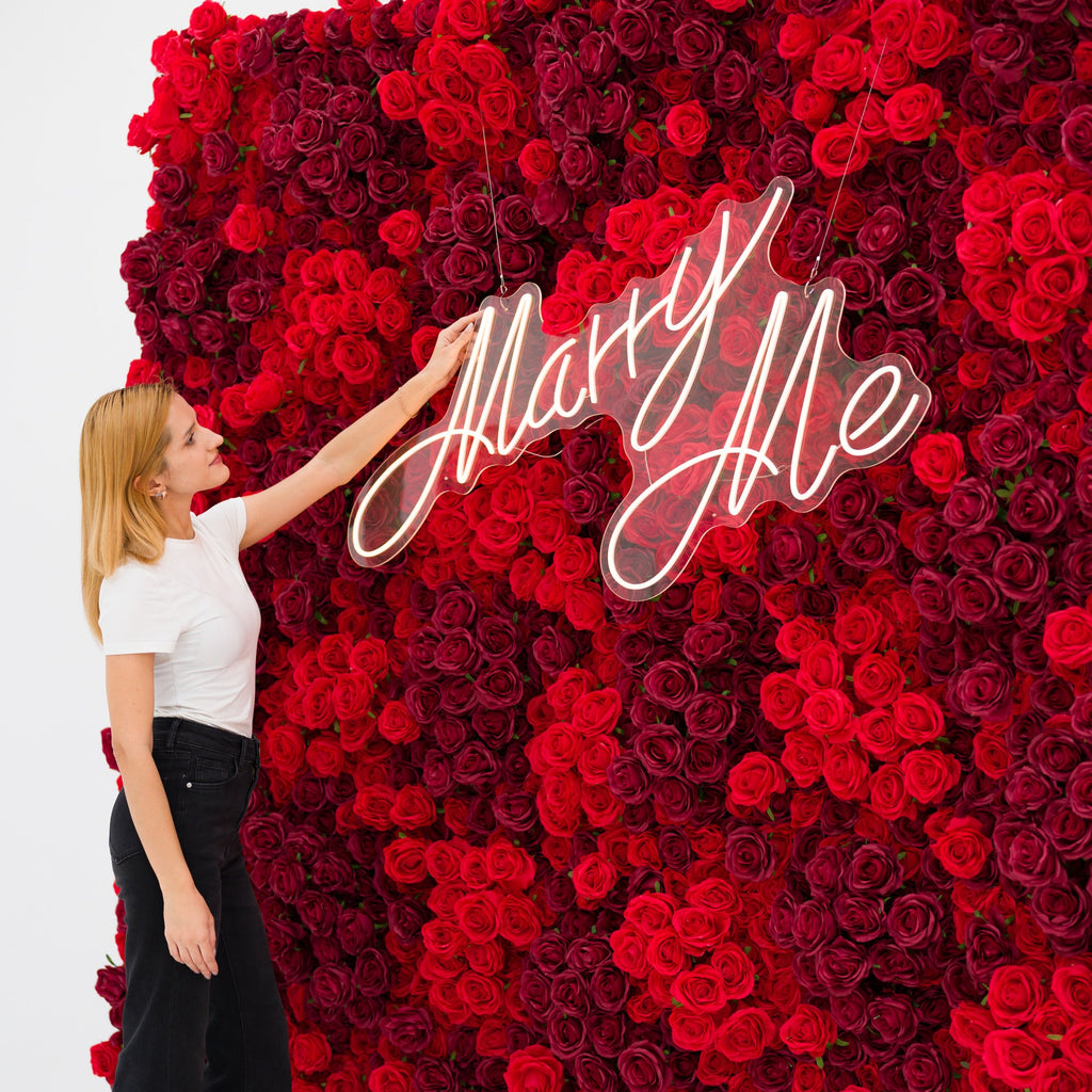 Valar Flowers Roll Up Fabric Artificial Flower Wall Crimson Coronation: A Regal Array of Red Roses Radiating Romance and Reverence-VF-172