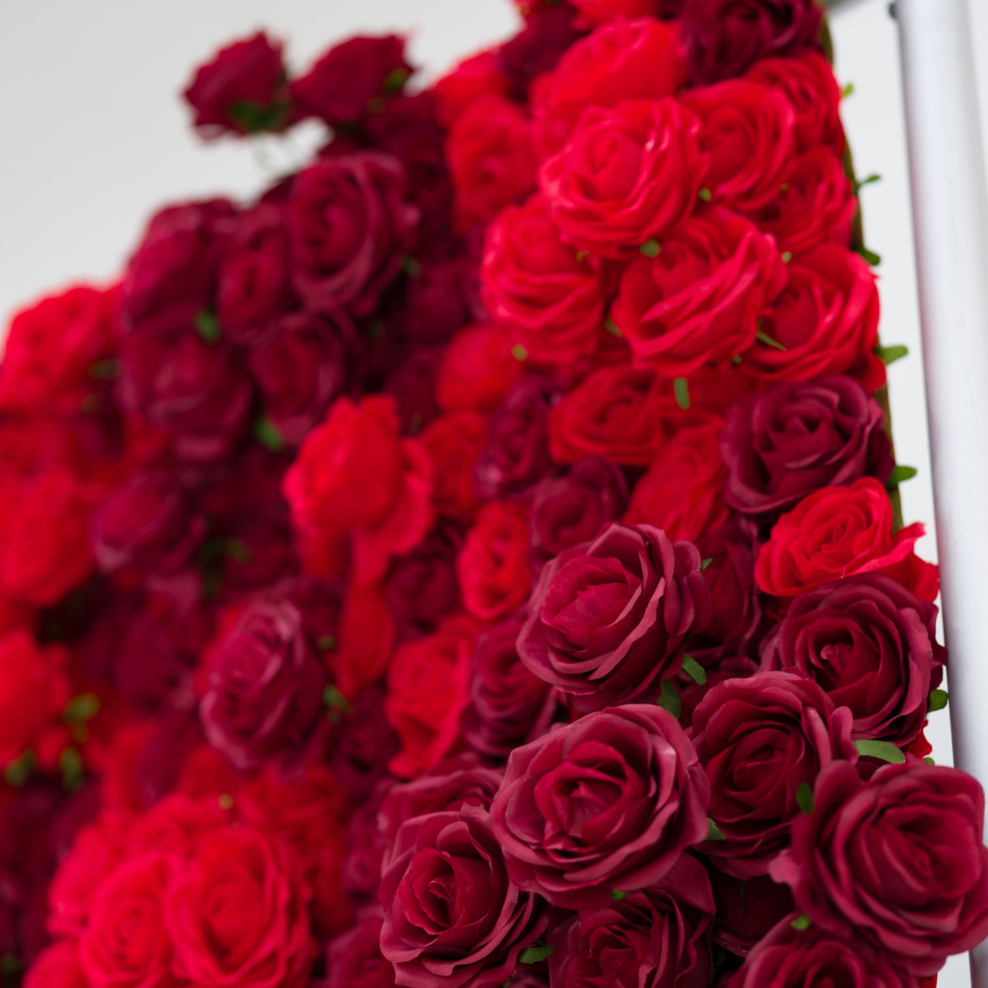Valar Flowers Roll Up Fabric Artificial Flower Wall Crimson Coronation: A Regal Array of Red Roses Radiating Romance and Reverence-VF-172
