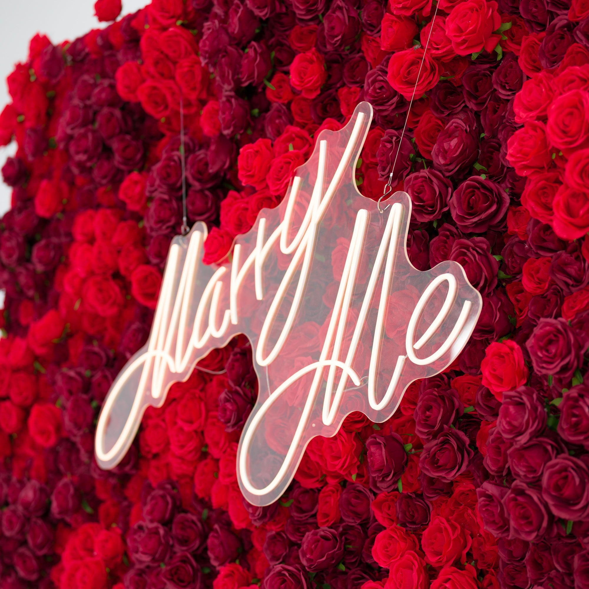 Valar Flowers Roll Up Fabric Artificial Flower Wall Crimson Coronation: A Regal Array of Red Roses Radiating Romance and Reverence-VF-172