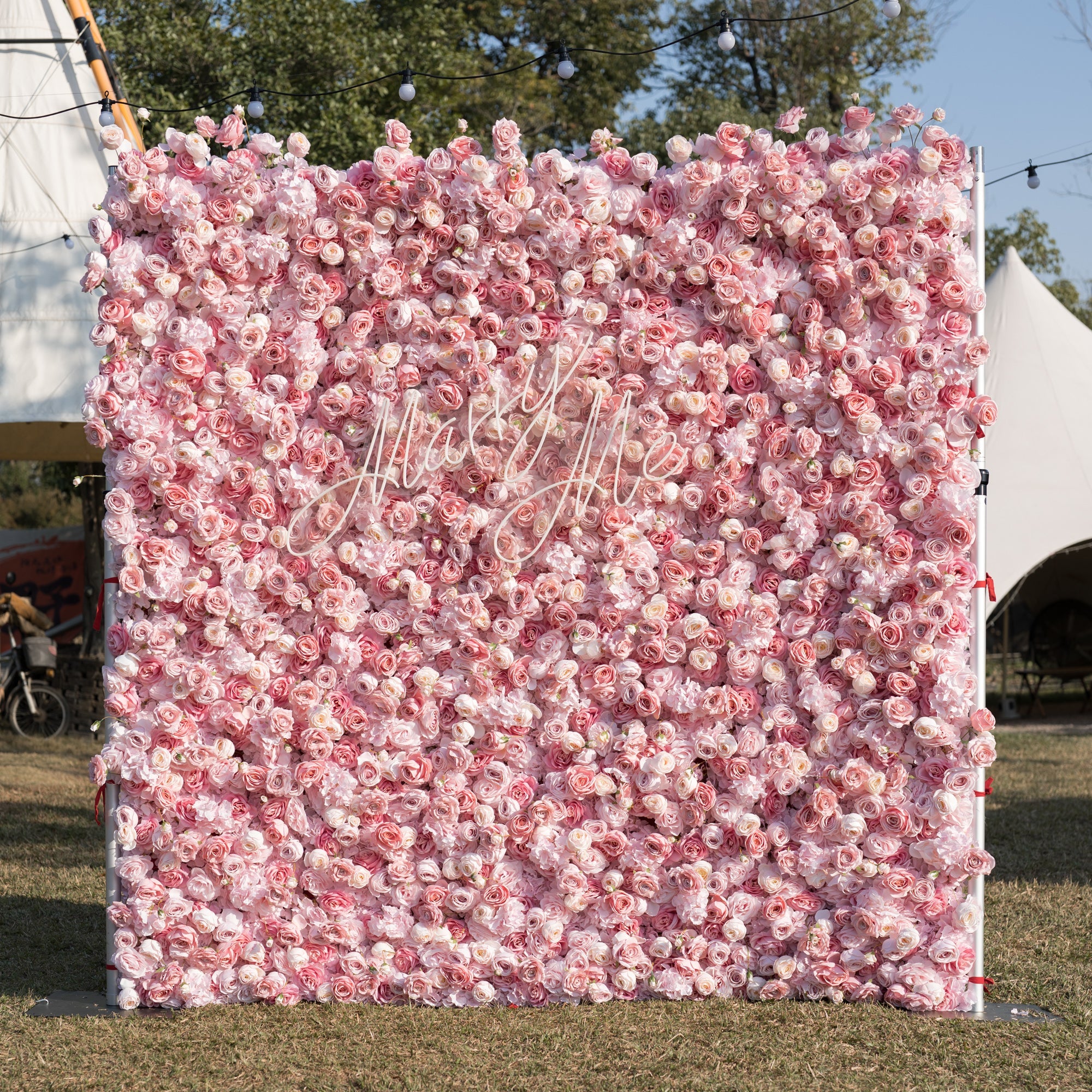 Valar Flowers Roll Up Artificial Lush Pink Floral Wall VF-501