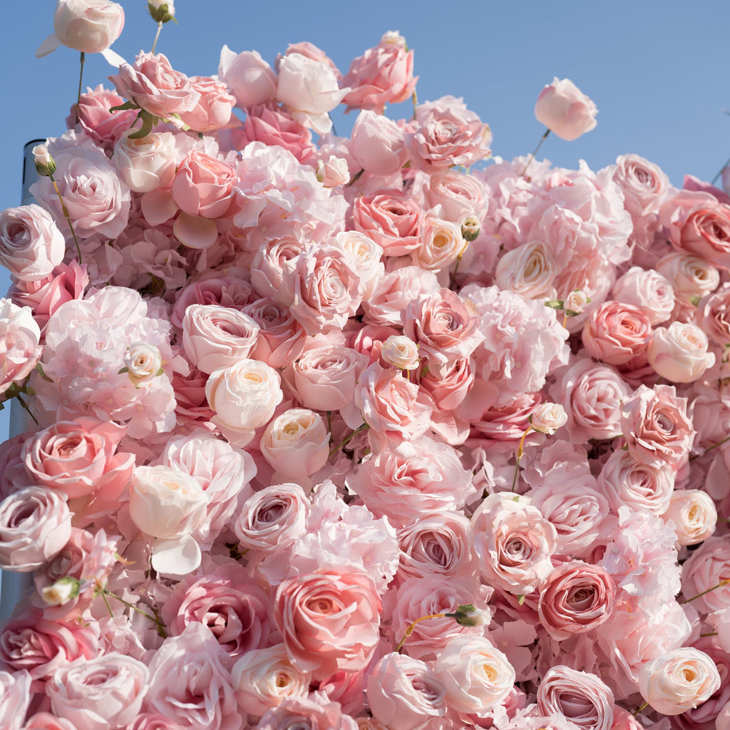 Valar Flowers Roll Up Artificial Lush Pink Floral Wall VF-501