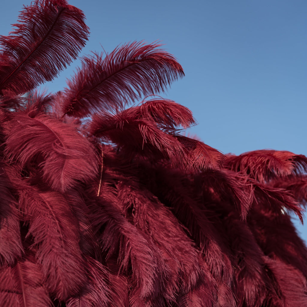 ValarFlowers Burgundy Artificial Feather Backdrop: Luxe Plume Display with 7+ Color Options & Custom Services. DIY Photo Booth Decoration-VF-164-Burgundy