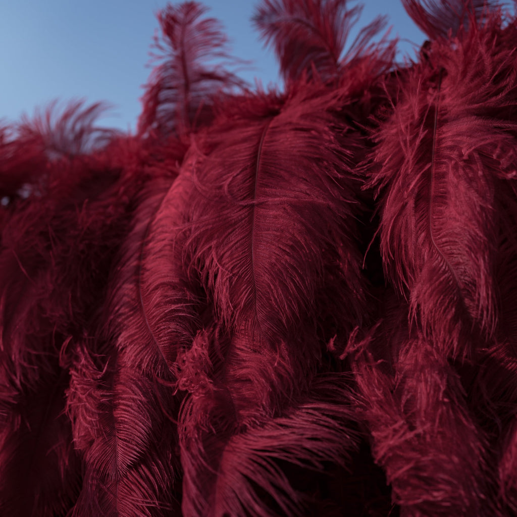 ValarFlowers Burgundy Artificial Feather Backdrop: Luxe Plume Display with 7+ Color Options & Custom Services. DIY Photo Booth Decoration-VF-164-Burgundy