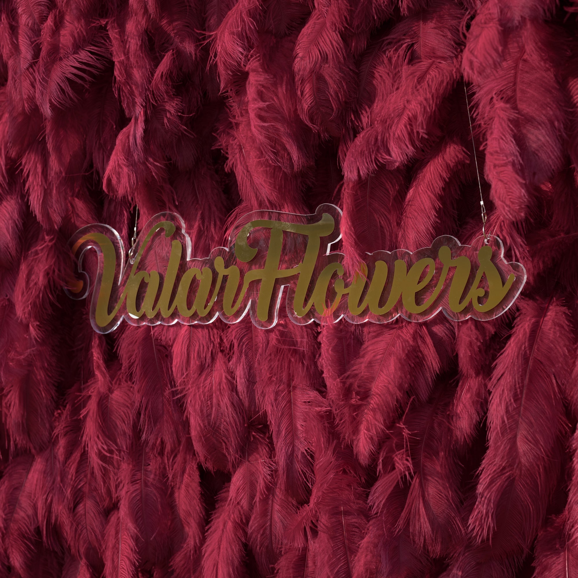 ValarFlowers Burgundy Artificial Feather Backdrop: Luxe Plume Display with 7+ Color Options & Custom Services. DIY Photo Booth Decoration-VF-164-Burgundy