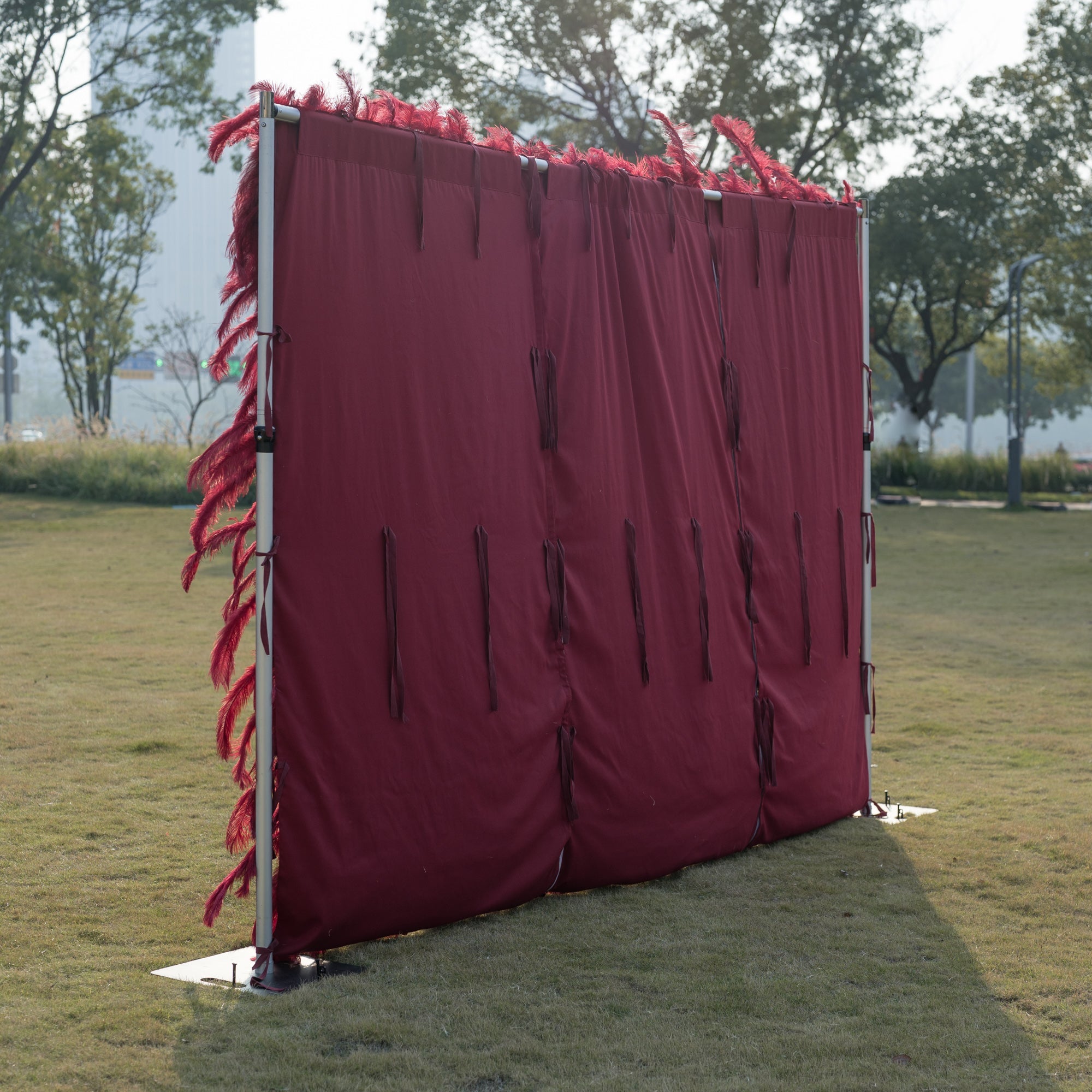 ValarFlowers Burgundy Artificial Feather Backdrop: Luxe Plume Display with 7+ Color Options & Custom Services. DIY Photo Booth Decoration-VF-164-Burgundy