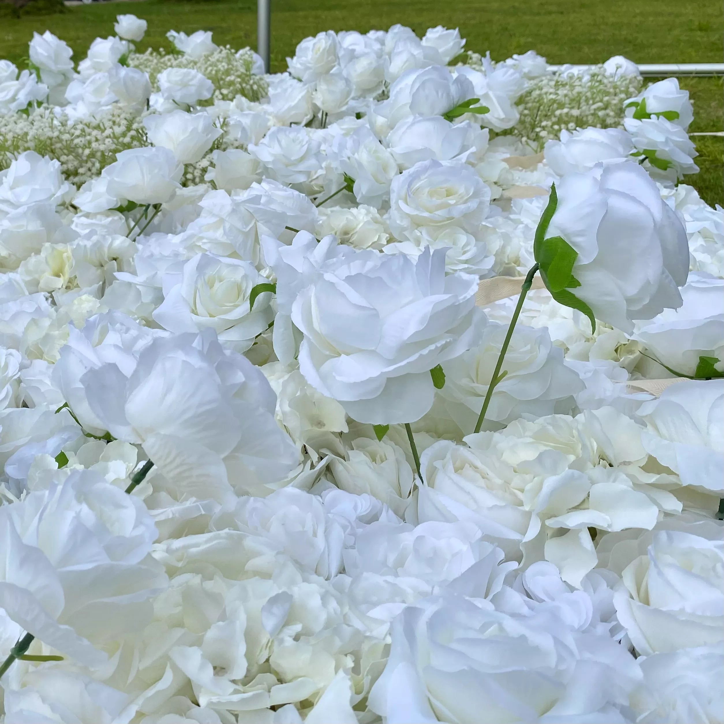 Elegant White & Green Flower Wall Backdrop - Wall - Bridal - Wedding Venues VF-340-2