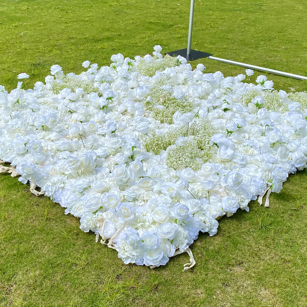 Elegant White & Green Flower Wall Backdrop - Wall - Bridal - Wedding Venues VF-340-2