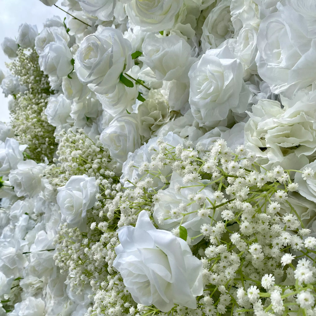 Elegant White & Green Flower Wall Backdrop - Wall - Bridal - Wedding Venues VF-340-2
