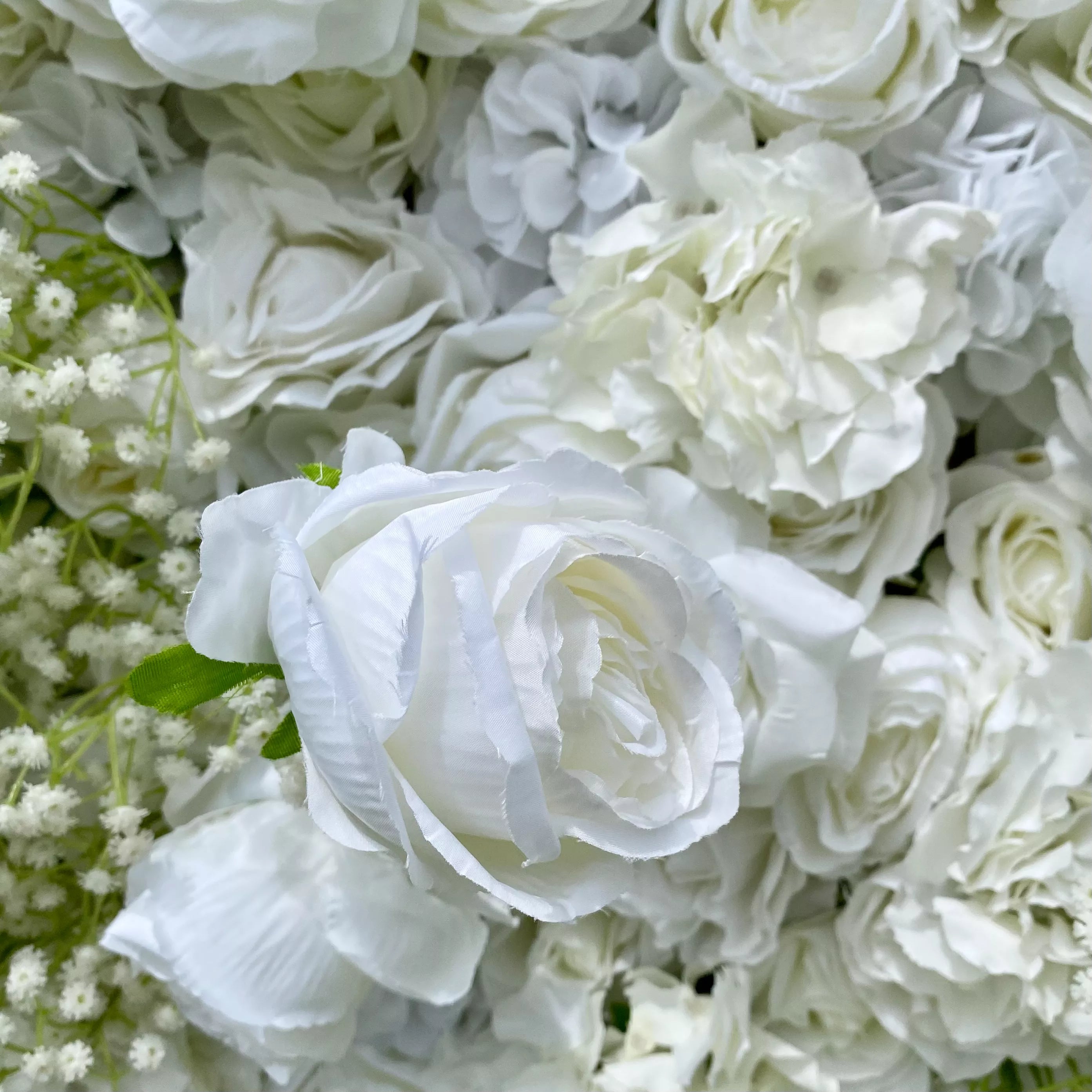 Elegant White & Green Flower Wall Backdrop - Wall - Bridal - Wedding Venues VF-340-2